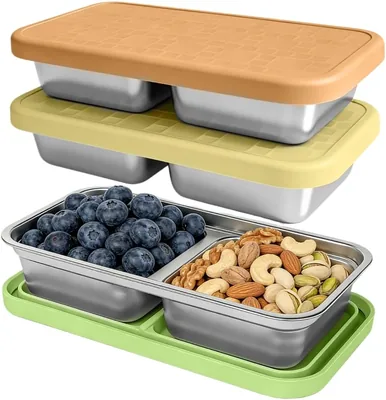 Mostdream 15oz Snack Containers, Stainless Steel Lunch Box 3-Pack