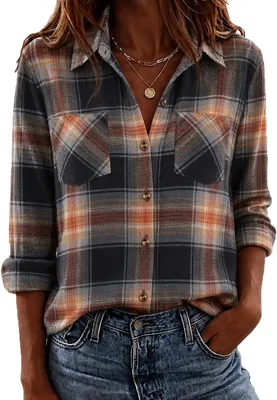 Zeagoo Women's Flannel Plaid Shirt Long Sleeve Button Down - Best Deal