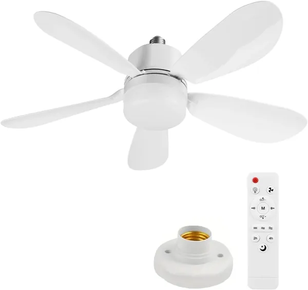 Ventilateur de plafond avec lampe intégrée | 52 cm Ventilateur silencieux E26/E27 LED Contrôle à distance | Chande Best Deal