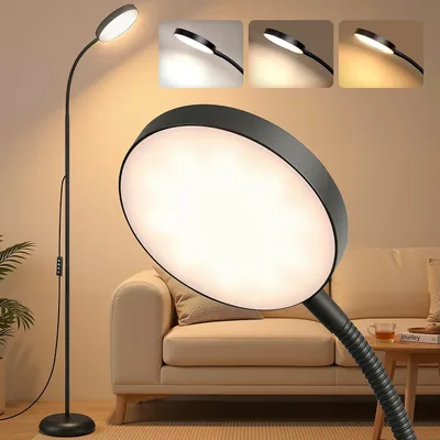 VASAGLE Bodenlampe, 3 Farben, 10 Helligkeiten, Dimmbar, Verstellbar, Flexibler LED-Leselampe
