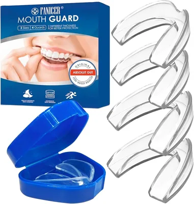 4 Piezas Ferula para Descarga de Bruxismo Nocturno, Bocadillo Dental, Splint de Descarga en 2 Tallas, Protector Bucal para Dormir, Bocadillo B