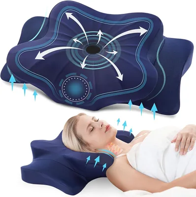 Cuscino per il collo Donama in schiuma memoria ergonomica, 2 altezze rinfrescanti | Cuscino ergonomico 63 x 38 x 14 cm, copriscena traspirante e lavabile