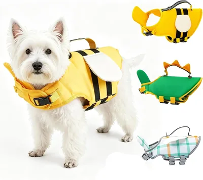 ニヨニコ (drj001-イエロー-S) 犬用ライフジャケット、小犬・中犬用、高浮力素材、反射テープ、着脱簡単