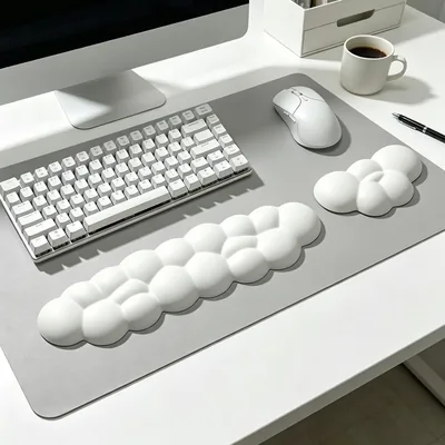 2 Pcs Keyboard Wrist Rest Set, Memory Cotton, Waterproof, Office Typing