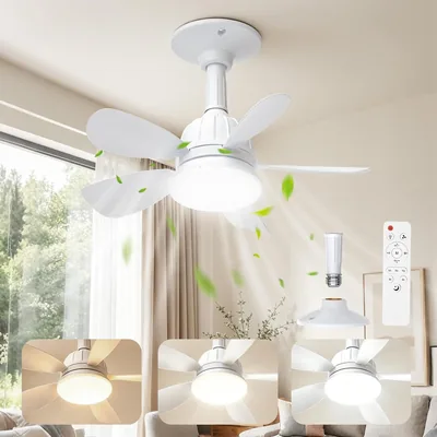 Ventilateur de plafond Dreamhigh avec lumière et télécommande, 18'' Chandelier Ultra-Silencieux avec E27, 3 vitesses, Dimmable