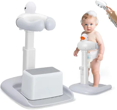 Stando Baby Doccia Stand, Supporto Regolabile per Doccia con Seduta Antiscivolo e Base, Supporti per Vaschetta Baby, Accessori Doccia
