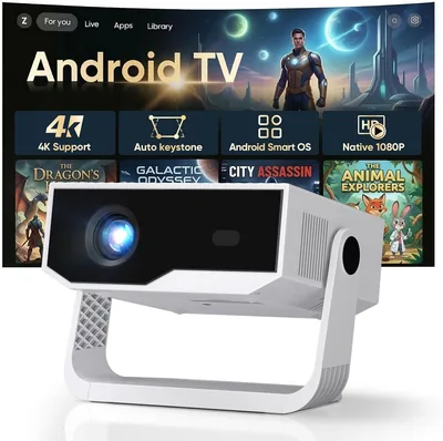 Proyector Portátil 4K Actualizado 2026 con Integración de Aplicaciones, Resolución 1080p, Android TV, WiFi6 y Bluetooth 5.4 - Ahorra un 57% 