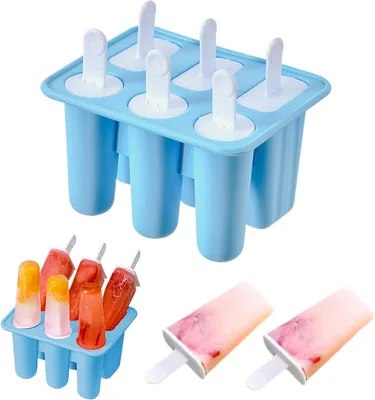 Silicone Popsicle Molds, 6 Cavities with Sticks - BPA Free