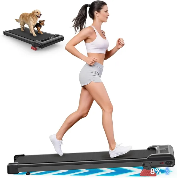 HomeFitnessCode Walking Pad Treadmills with Incline, Compact Under Desk Treadmills for Home Office, 