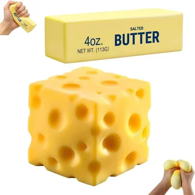 كرة ضغط الجبن والزبدة، كرة ضغط ناعمة تتحرك ببطء لتخفيف التوتر، لعبة ممتعة ومبتكرة