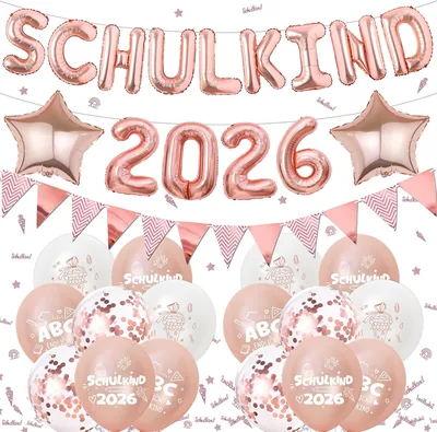Schulkind 2026 Dekoration für Schulballons, Girlande, Folienballon | Komplette Start-Set für den Schulbeginn