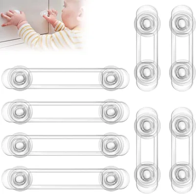 10 Pack Transparent Child Safety Locks, Multifunction Latch for Cupboards, Fridge & Toilet