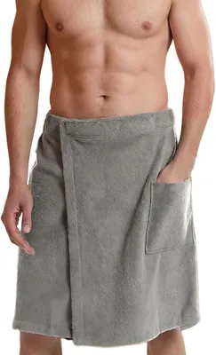 Saunakilt Men's 60 x 150 cm Sauna Handdoek Snabbt Troddande (XL Gray) | Saunakilt för Mannar Korall Flänn for Sauna Gym Shower