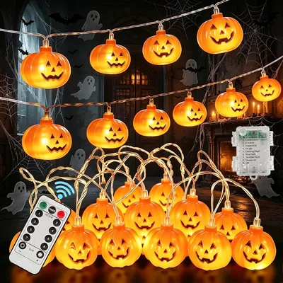 Galasala Decoración de Halloween, Luces LED Calabazas 6m IP44 40LED | 8 Modos de Iluminación con Control Remoto, Diseño Calabaza