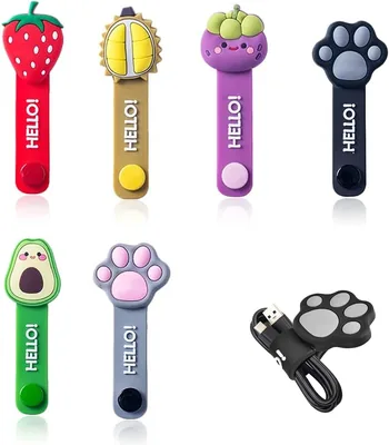 Cable Ties Organiser - 6 Pack Reusable Silicone Winders for Charging Cables