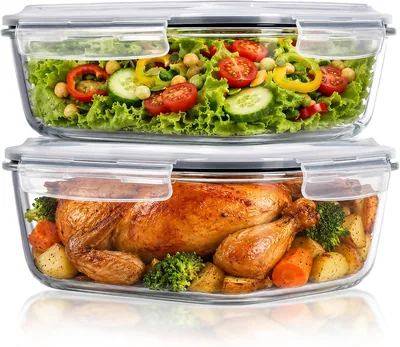 Hybemmy 2250ml Glass Storage Containers with Lids