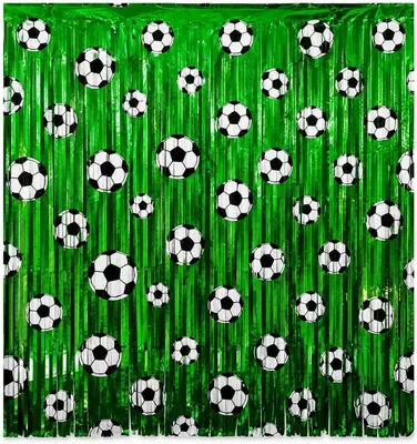 Kit com 2 Cortina Metalizada Bola de Futebol Decoração Copa do Mundo Brasil - Balões e Cortinas Metalizadas (10% Off)