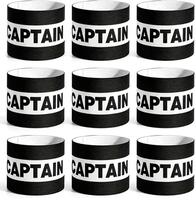 QUIIEOSKIA 9 Pcs Black Captains Armband Football Soccer Armbands
