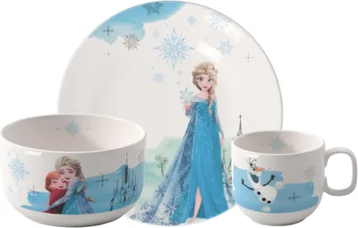 Villeroy & Boch - Zestaw naczyń Disney Frozen dla dzieci, 3 elementy, do użycia w zmywarce i mikrofali