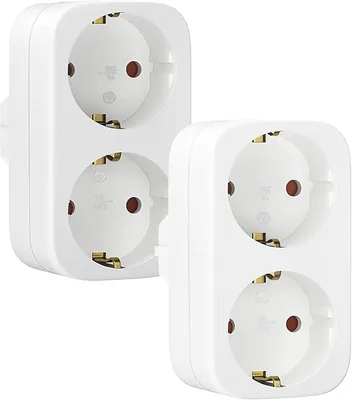 JUNIUSI Doppelstecker für Steckdose 2 Stück Mehrfachstecker