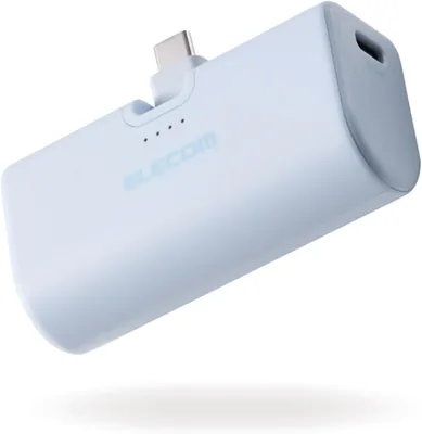 エレコム EC-C28LBU モバイルバッテリー 5000mAh 22.5W USB-C 直接接続 インテグレートプラグ ケーブル不要 急速充電
