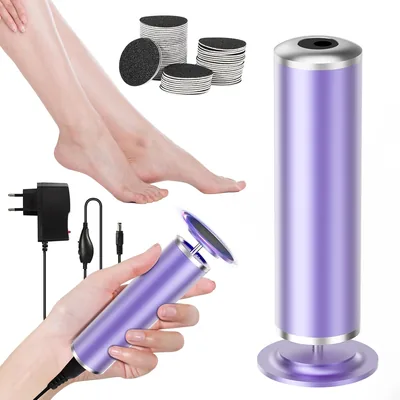 Râpe Pieds Électrique Violet - Ponceuse avec 60 Tampons - Anti-callosités Puissante, 0-1200 tr/min