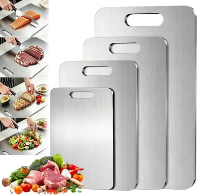 BONTOOLZ 4 Piezas Tabla de Acero Inoxidable para Picar Cocina, Tablas de Cortar Acero Inoxidable, Cutting Board Antiadherente Best Deal
