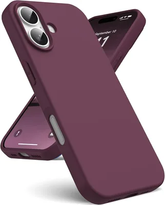 Funda para iPhone 16 Plus [Cubierta de silicón líquida] [Interior de microfibra] Funda de goma de silicón, gel TPU
