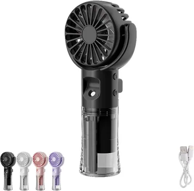 Handhaltiger Lüfter mit Wasserkühlung, USB-Lüfter, wiederaufladbar, Mini-Lüfter tragbar mit Wasserdampfnebel, 4