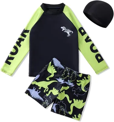 BananaHome Boys 3pcs Rash Guard Swimsuits Set UPF 50+ Long Sleeve Quick Dry Swimwear