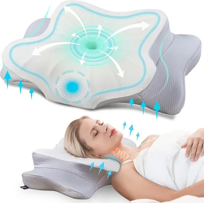 Oreiller Cervical DONAMA pour Dormeurs sur Côté, Dos ou Ventre - Oreiller Mémoire de Forme pour Cou et Épaules - 60% Off