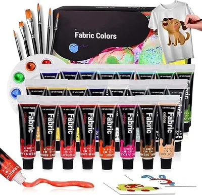 24-Color Permanent Fabric Paint Set - Non-Toxic & Ideal for Beginners