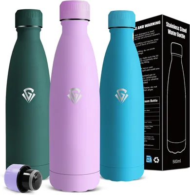 Botella de Acero Inoxidable Mujigaga - 500 ml - Botella Térmica, Libre de BPA, Cantimplora de Acero, A Prueba de Fugas, para Niños