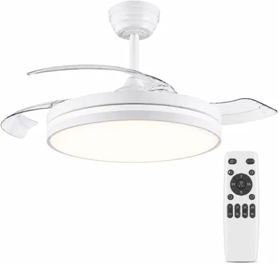 Ventilatore da soffitto MAKA Ultra Silenzioso con LED 60W, 6 Velocità - 3 Lame in PVC Rivestite - Motore 30W - 220V IP20