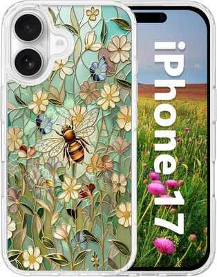 iPhone 17 Floral Case - Clear Magnetic Bee Glass Design Best Deal