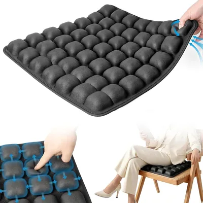 Cojin de Asiento Inflable Portatil Eynshoo de TPU con Bomba Integrada | Almohadilla Ergonomica 40x40 cm para Soporte de Coxis