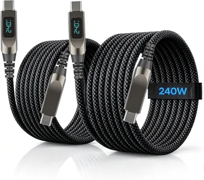 Cables USB C a USB C 240W con Pantalla LED, Carga Rápida PD3.1 2M, 5A