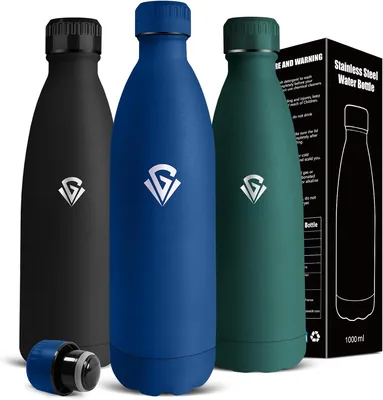 Botella Agua Acero Inoxidable - 1 litro - Botella Térmica, sin BPA, Cantimplora de Acero Inoxidable, A Prueba de Fugas, Aislamiento