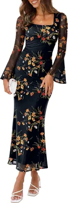 Sipaya Bodycon Maxi Dress - Long Sleeve Winter Fashion
