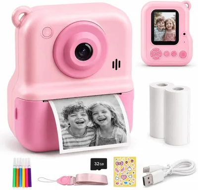 Cámara Instantánea HD 1080p de 2.4 Pulgadas para Niños con Tarjeta de 32GB y Papel de Impresión, Regalo para Niñas y Niños, Rosa - Mejor Oferta