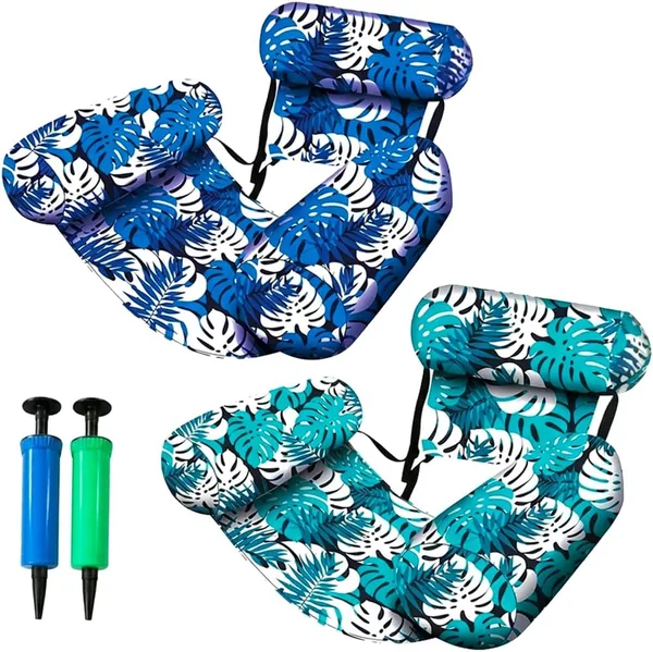 2 x Matelas de Piscine Inflatable pour Adultes avec Dossier Reclinable, Chaise Flottante Confortable, Idéal pour l'Été