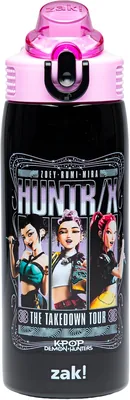 Zak Designs KPop Demon Hunters Water Bottle, 19oz Stainless Steel Kids Bottle with Straw