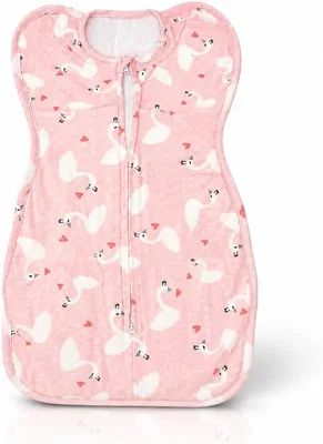 Baby Swaddle Sleep Sack, 100% Cotton, Pink with Swan Print, Twin Zip Closure, Lightweight, for Newborn and Infant (Swan) Best Deal