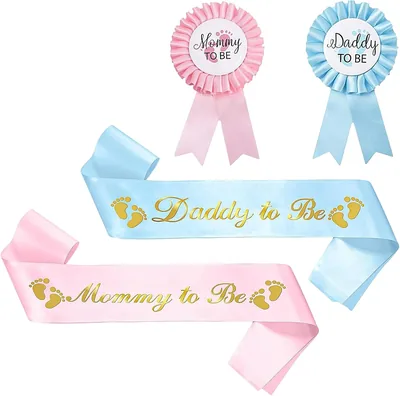 Focenat Set de Banda para Baby Shower e Insignias para Futuros Papás, Decoración para Fiesta de Revelación de Género, Accesorio
