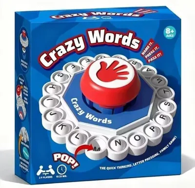Crazy Words Fast-Paced Letter Pressing Game - 2-5 Players, Ages 8+