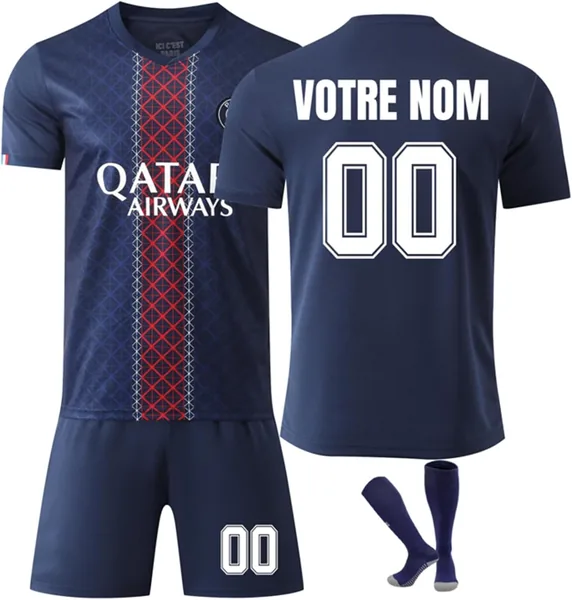Maillot de football enfant 2026 - Personnalisé avec nom et numéro, ensemble de maillots avec short et t-shirt de foot
