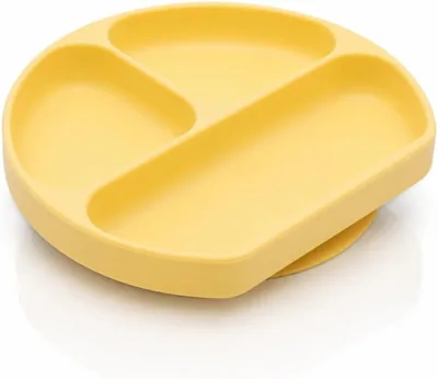 Silicone Suction Plate for Babies, 3 Compartments, BPA-Free, Dishwasher Safe