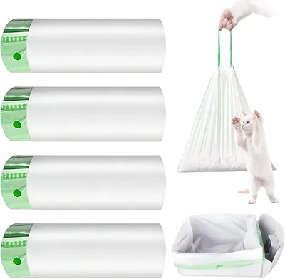 VETOLAKA Cat Litter Bags, XXL Size, White & Green