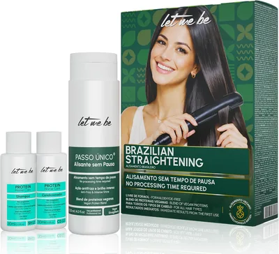 Let Me Be - Kit de Alisado Brasileño Profesional en Casa, Acción Rápida de 20 Minutos, Keratina para Alisar el Cabello Sin Daños