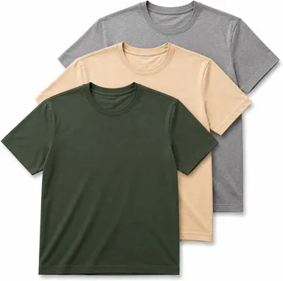 Men's 3-Pack Cotton T-Shirts - Breathable & Pre-Shrunk, 100% Cotton 200GSM, Short Sleeve Crew Neck | Ol